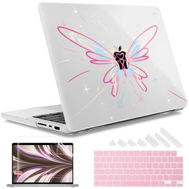May Chen Case for M4 MacBook Pro 14 inch Case A3112 A3401 Max A3185, M3 A2918 A2992, M2 A2779 M1 A2442, 2024 2023 2022 2021 Release, Plastic Hard Shell with Keyboard Cover, Star Butterfly