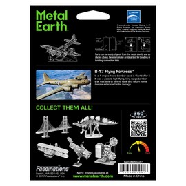 Metal Earth Fascinations B-17 Flying Fortress 3D Metal Model Kit Bundle with Tweezers