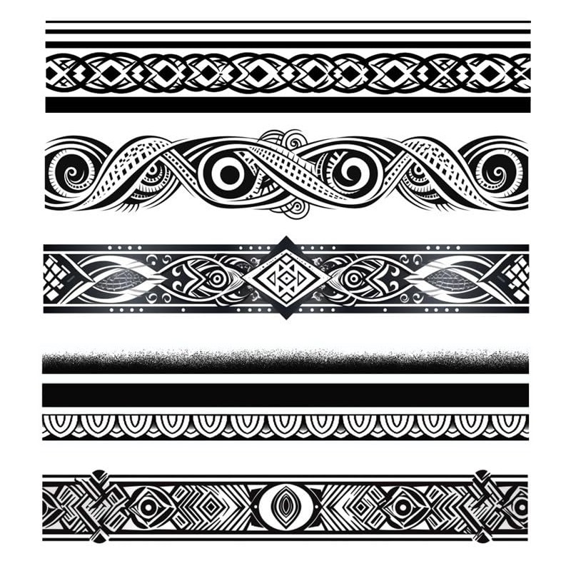 5 Sheets Temporary Bracelet Tattoos Tribal Tattoo Maori Design Tattoos