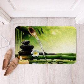 Zen Non Slip Bath Mat Zen Stones Shaggy Absorbent Floor Mat for Meditation Tranquil Nature Artwork Microfiber Bathroom Rugs Zen Spiritual Nature Bathroom Floor Indoor Doormat Room Decor 16"x24"