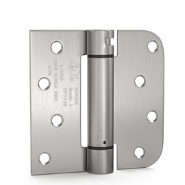goldenwarm 3pack Satin Nickel Brushed Door Hinges 4 Inch Self Closing Spring Door Hinge with Square & 5/8" Radius Corners - Adjustable Door Closing, Residential & Heavy-Duty Hardware