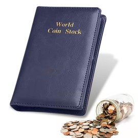 MenYiYDS 120 COIN COLLECTION FLIPCHART, COIN COLLECTION ALBUM, COIN HOLDER, POCKET COIN ALBUM, COIN POUCH AND SMALL BADGE COLLECTION (BLUE, 15 * 11CM)