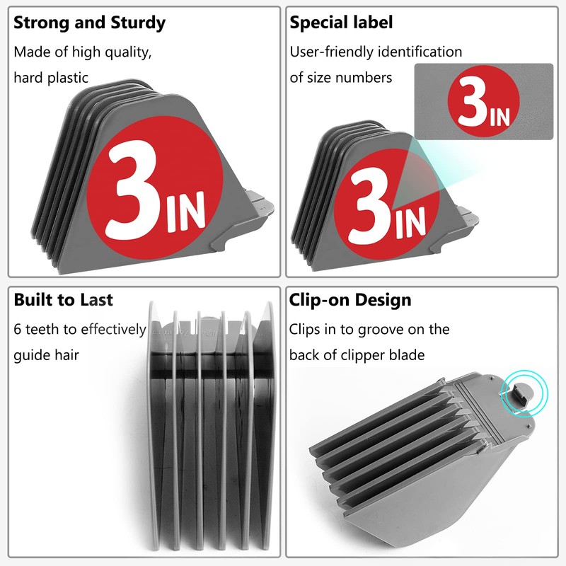 3 Inch Clipper Guards, Hair Clipper Guide Combs Premium for