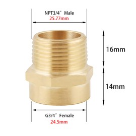 Inwindrain 2 Pack 3/4" G (BSP) Female Thread to US 3/4" NPT Male Thread Pipe Fitting,Brass Pipe Fitting Adapter,G to NPT Adapter 3/4"