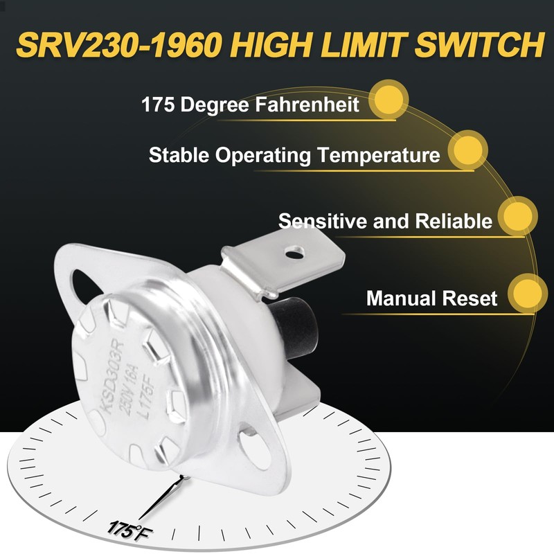 Adviace SRV230-1960 High Limit Switch for Heatilator Eco-Choice PS35 PS50