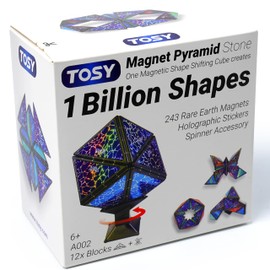 TOSY Magnet Pyramid Stone - 1 Cube Transforms into 1 Billion Shapes, 12 Pieces, 243 Rare Earth Magnets, Holographic Design Magnet Tiles Creative Puzzle STEM/STEAM Toy
