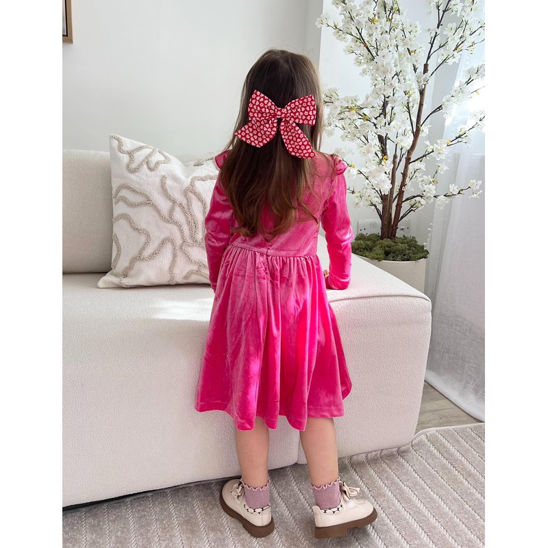 Arshiner Toddler Christmas Dress Hot Pink Velvet Dresses Girls Long