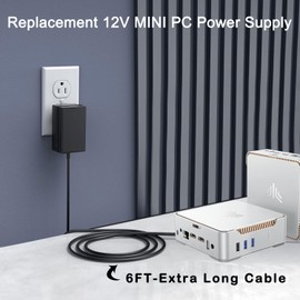 12V Mini PC Power Supply for Mini PC - KAMRUI Beelink GMKtec ACEMAGIC Bmax Mele minisforum Minix Coofun Acepc Areel Kodlix Protectli Qotom BOSGAME Desktop Computer AC Adapter Charger Power Cord