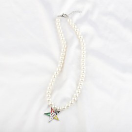 UJIMS Sorority Gifts Order of The Eastern Star Necklace The Eastern Star Symbol Jewelry Sorority Five Colors Pearl Necklace (FiveColorsPearlNecklace)
