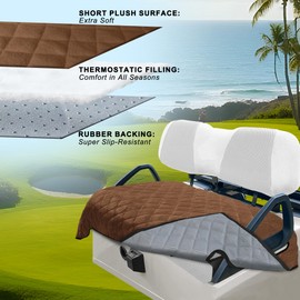 YOKYHOM Golf Cart Seat Covers, Golf Cart Seat Towel Blanket, Short Plush Surface, Soft and Comfortable, Suits EZGO, Yamaha, Club Car and Other 2-Seat Golf Carts, 51"x 30.5", Dark Brown