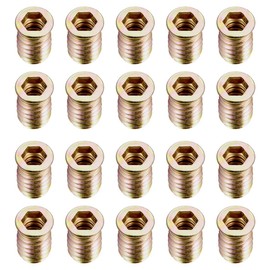 sourcing map Wood Furniture M8x20mm Threaded Insert Nuts Interface Hex Socket Drive 20pcs