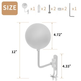 Motorcycle Helmet Rack, Helmet Holder Wall Mount 180° Rotation Hanger with 2 Hook for Coats, Caps, Motorcycle Accessories (White, 1 PCS)