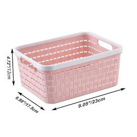 ANNIYA Plastic Storage Bin Baskets, Toilet Paper Basket for Bathroom, Plastic Organizer Shower Caddy with Handles for Living Room (Small Pink 2 pack)
