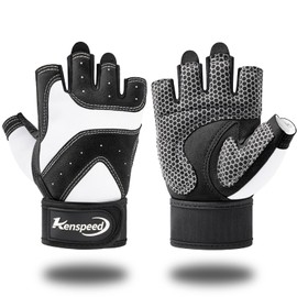Kenspeed Workout Gloves Gym Gloves for Men and Women Weight Lifting Gloves with Wrist Support Full Palm Protection Breathable for Trainning, Cycling, Pull-ups, Rowing, Climbing (White, Medium)
