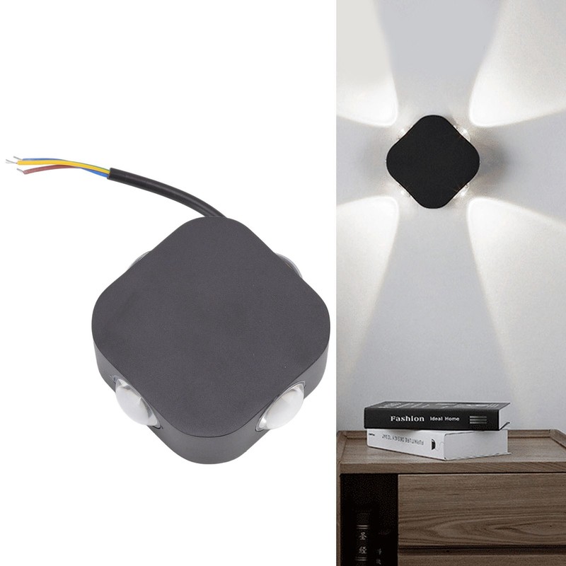 4 Sided Luminous Wall Lamp Double Head Waterproof LED White