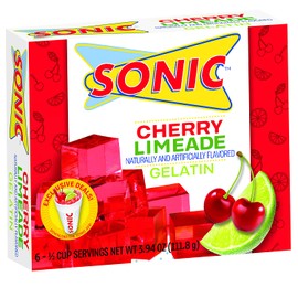 Sonic Gelatin Green Apple, Watermelon, Ocean Wave, Cherry Limeade 3.94oz Pack of 4