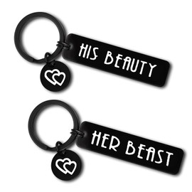 Couple Gifts For Him And Her His Beauty Her Beast Couples Keyring Set His and Hers Matching Keychain Gift for Boyfriend Girlfriend Valentines Day Birthday Gift Anniversary Keyring for Husband Wife
