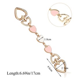 FKKWUOT Extensor de correa para bolso, forma de corazón, repuesto para mujer, correa de cadena, extensor de correa para hombro, bolso cruzado (corazón rosa)