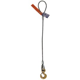 Single Leg Wire Rope Sling | 2.5 Ton Vertical Rated Capacity | Flemish Eye Loop-to-Eye Hook with Safety Latch | 1/2" Dia. | 6' Length | EIPS 6x25 IWRC | Hanes Supply (HSI) Heavy Duty Rigging Cable