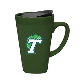 Tulane University Ceramic Mug with Swivel Lid, Design 1 - Green
