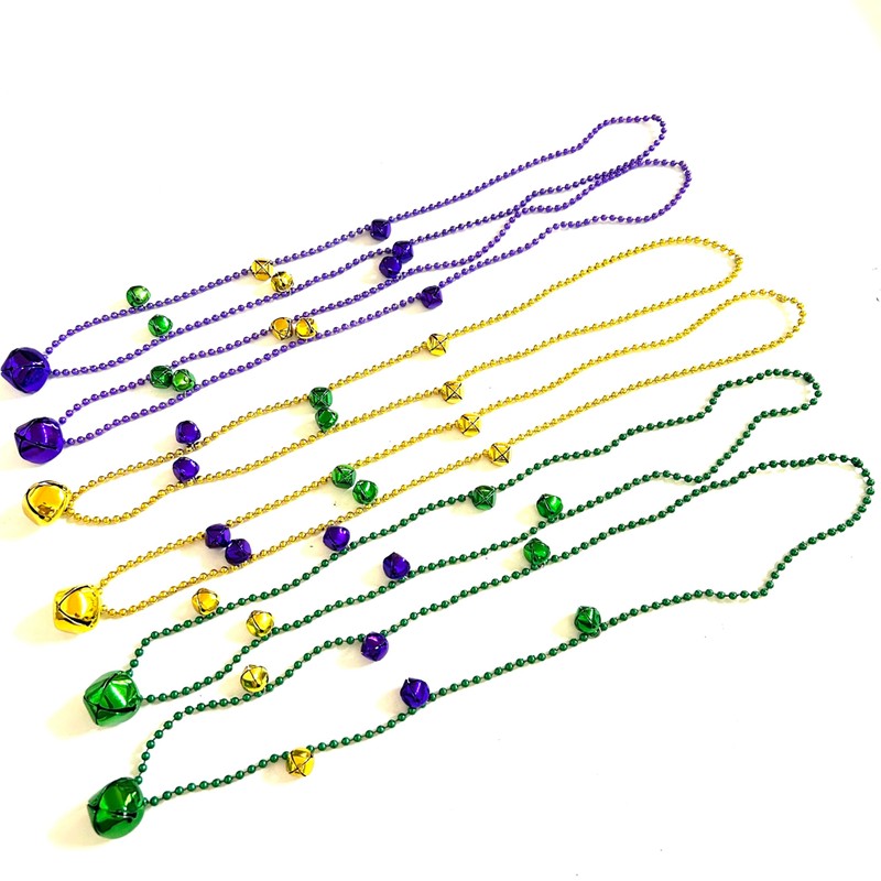 YSPPF 15 Pcs Mardi Gras Jingle Bell Beads Gold Purple
