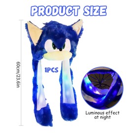 Mecctuck Hat with LED Light, Hat with Movable Ears, LED Hat, Funny Hats, Hat with Ears, Hat with Wiggle Ears, Party Hat Plush, Funny Hats for Winter, Christmas, Party, Birthdays (A)