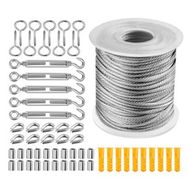 Stainless Steel Wire Rope Set 30 m, Wire Rope 2 mm Stainless Steel, Wire Rope Trellis Set with PVC Coated, Steel Cable with Eyelets, M5 Rope Tensioner Stainless Steel Turnbuckle for Washing Line,
