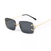 Unbranded Gem Cut Dark Black Tint Gold Frame Rimless Luxury