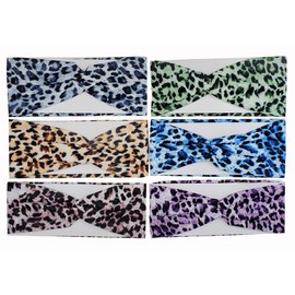 6 PCS 4" Wide Yoga Headband for Women Girls Headwrap Hairband Twisted Color Assorted (Leopard)