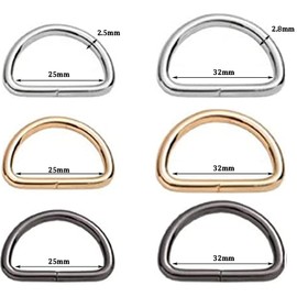 Pack of 30 Metal D Rings, Multi-Purpose Metal D Ring, 2 Sizes D Rings Half Rings, Various D Rings for Bag, Buckle, Straps, Backpack, Craft Accessories, 3 Colours