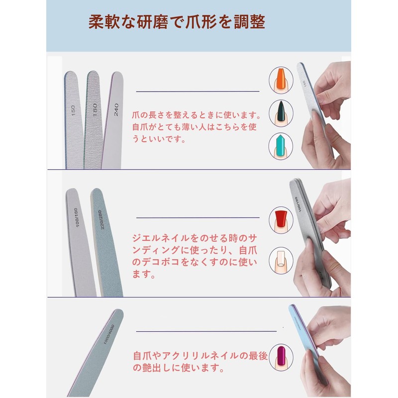 Marcea Nail File Set, Professional Nail Buffer, Nail File for