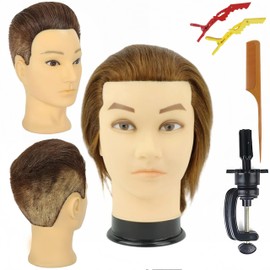 Czrleaty Mannequin Head Human Hair for Hair Styling Barber Mannequin Head Male Cosmetology Mannequin Head with Stand
