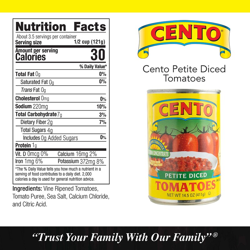 Cento Petite Diced Tomatoes, 14.5 Ounce Cans (Pack of 12)