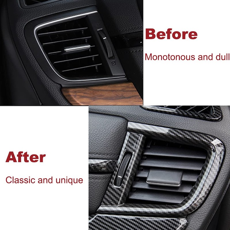 3PCS Carbon Fiber Texture Central Side Dashboard Air Vent AC