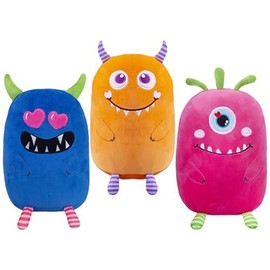 Softlings Snuggle Plush Monsters - 25 cm (1 Pc.) - 3 Assorted Vibrant Colors Magenta, Orange, Blue, Ultra-Soft & Cuddly, Embroidered Details