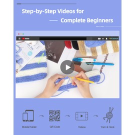 Katech Crochet Set/Knitting Set for Striped Bag, Crochet Hook Set with Instructions & Video Tutorial, Crochet Accessories Cotton for Crocheting, Knitting Beginners Set, Crochet Set for Beginners