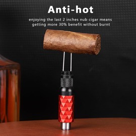 Phoelux Cigar Punch Multitool 4-in-1 Cigar Draw Enhancer Tool, Twin Needle, Retractable and Screw Out Cigar Double End Punch-2 Size Blades Cigar Hole Opener with Gift Box (Red Black)