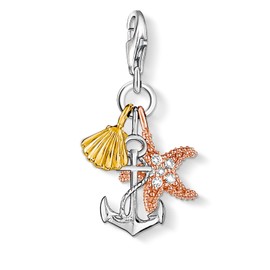 Thomas Sabo Women Charm Pendant Shell Anchor Seafish Charm Club 925 Sterling Silver 0919-425-14
