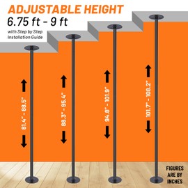 Runmaster Premium Spinning and Static Dance Pole Kit - Portable 45mm Exercise Pole for Club, Party, Home Use - Easy Assembly, Sturdy Steel Construction with Silicone Rubber Protection - Black