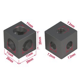 Yeebyee 2020 Aluminum Cube Corner Bracket with M5x14mm Screws for 6mm Slot 2020 Series Aluminum Extrusion Profile, 8pcs/Pack (Black-Cube Corner)