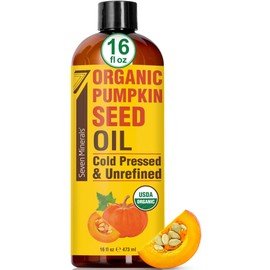 Seven Minerals Seven Minerals NEW Pumpkin Seed Oil for Hair Growth, Face, & Body - Big 16oz Bottle - USDA Organic, Cold-Pressed & Hexane Free - Lightweight, Non-Greasy, & Deeply Moisturizing for Scalp, Skin