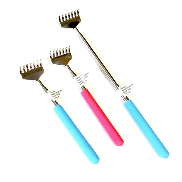 3 Pack Compact Extendable Telescopic Back Scratcher with Soft Sure Grip Handle