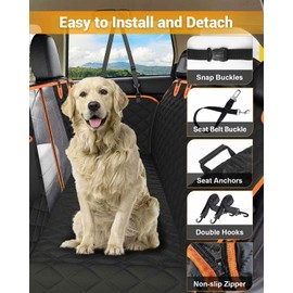 Victoper Dog Car Seat Cover, Heavy Durable Dog Seat Cover for Back Seat, 100% Waterproof Scratch Proof Nonslip Dog Hammock for Car with Side Flap, Pet Back Seat Covers Large 60" W x 64" L