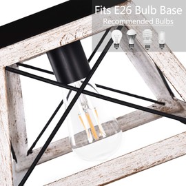 Luupyia Farmhouse Ceiling Light Fixture Semi Flush Mount, One-Light Square Farmhouse Chandelier Lighting, Rustic Island Overhead Fixtures for Dining Room Entryway Living Room Beige