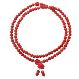 HETICA Cinnabar Necklace for Women Feng Shui Peace Talisman Good Luck Lotus Flower Wealth Attraction Long Necklace Jewelry for Daily Wear Birthday Christmas Gifts, Medium, Cinnabar, No Gemstone