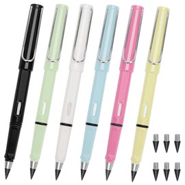 Hoedia 6pcs Everlasting Pencil Unlimited Inkless Pencil,Reusable Everlasting Pen with Eraser and 6pcs Replacement Nibs,Erasable Infinite Pens for Student Artist Writing Drawing