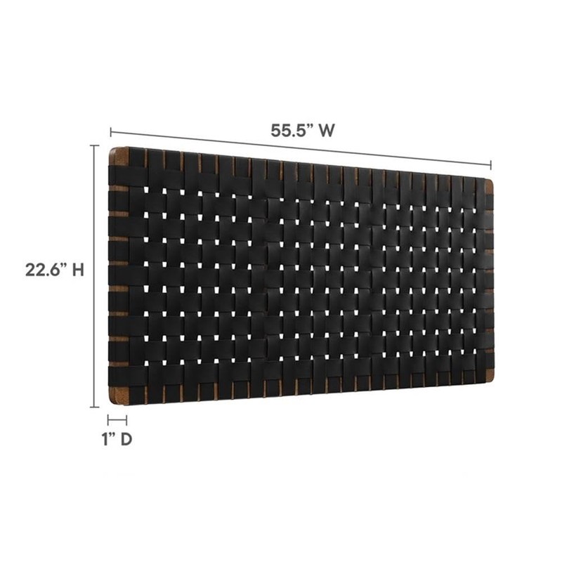 Pemberly Row Weave Vegan Leather Full Headboard in Walnut Black