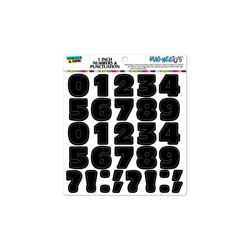 Numbers Punctuation Black Novelty Gift Locker Refrigerator Vinyl Magnet Set