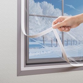 Memrita Window Insulation Kit,47'' x 63'' (120 x 160 cm) Adjustable Window Insulation Film with Hook Tape,Cuttable Window Plastic Insulation Kit,Plastic Window Wrap for Keep Warm in Winter