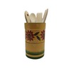 ACK Country Sunflower Hand Painted Ceramic Utensil Jar With Wooden